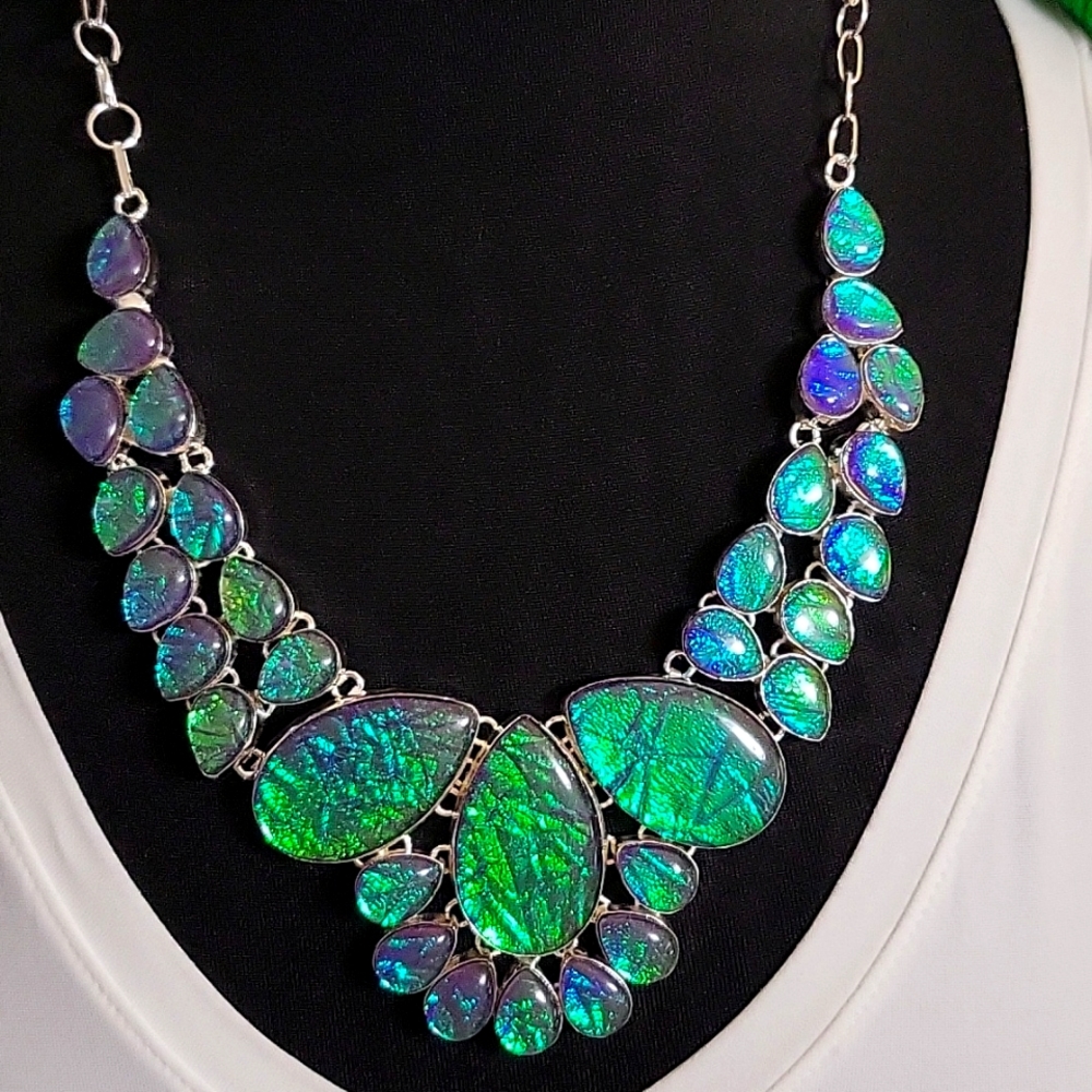 Triplet Opal Necklace - Purple/Blue/Green - NWOT